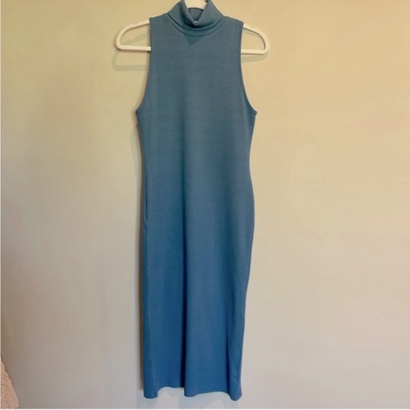 NWOT Zara Sleeveless Mockneck Ribbed Midi-Dress in Blue size L - Picture 8 of 13